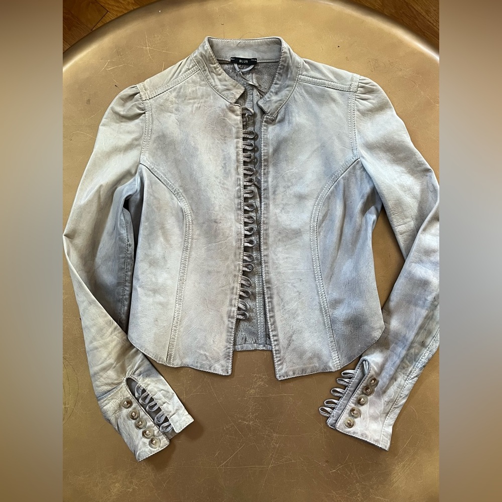 Blur Cropped Leather Jacket